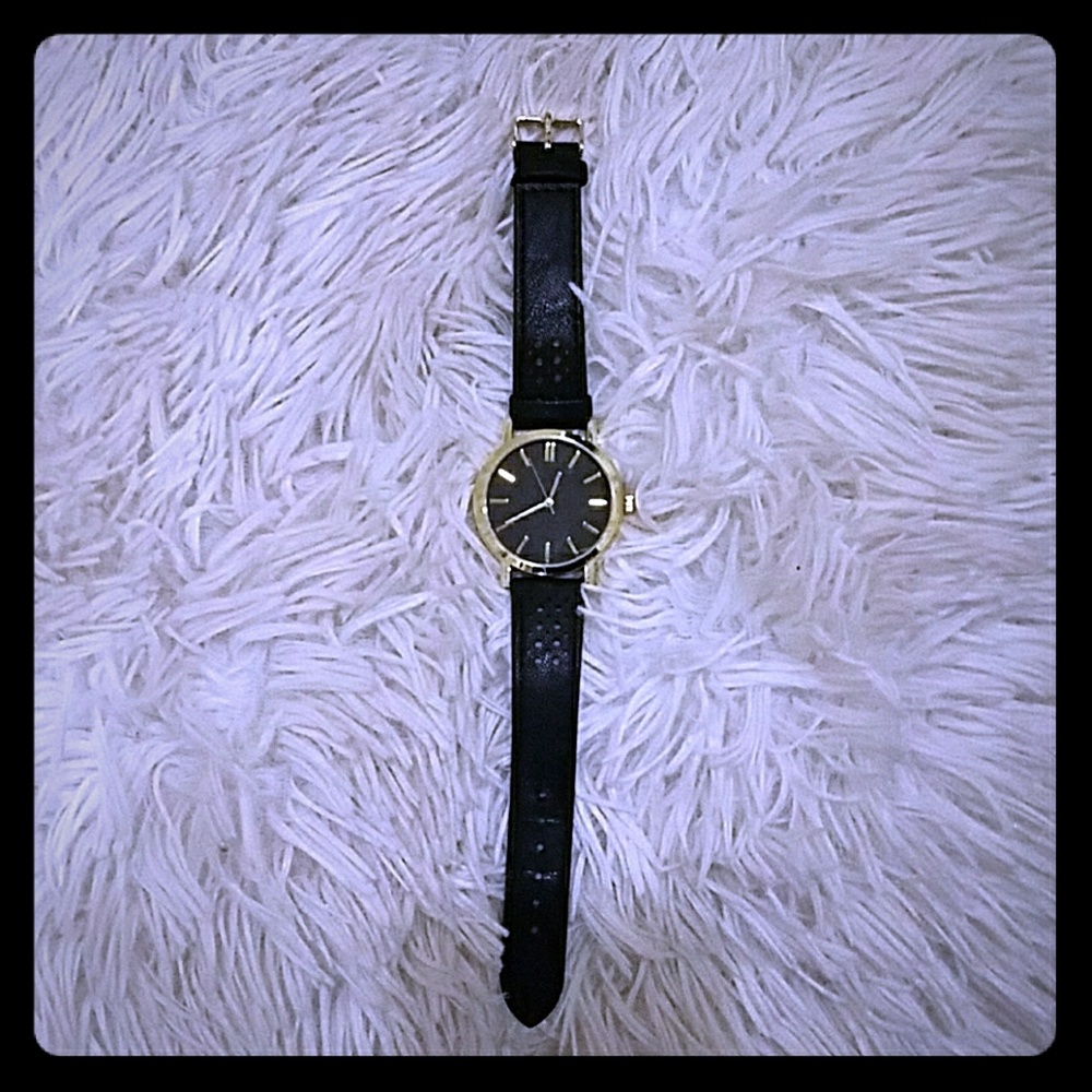 Black and gold watch